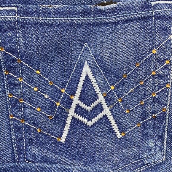 7 For All Mankind 'A' Pocket Dark Wash Low Rise Whiskered Boot Cut Jeans Size 27 - Picture 9 of 9